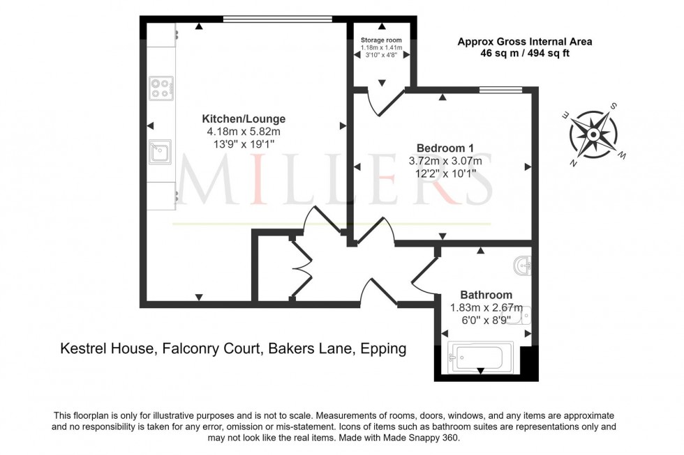 Floorplan for Kestrel House, Bakers Lane, Epping