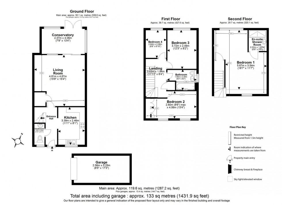 Floorplan for Green Close, Epping Green