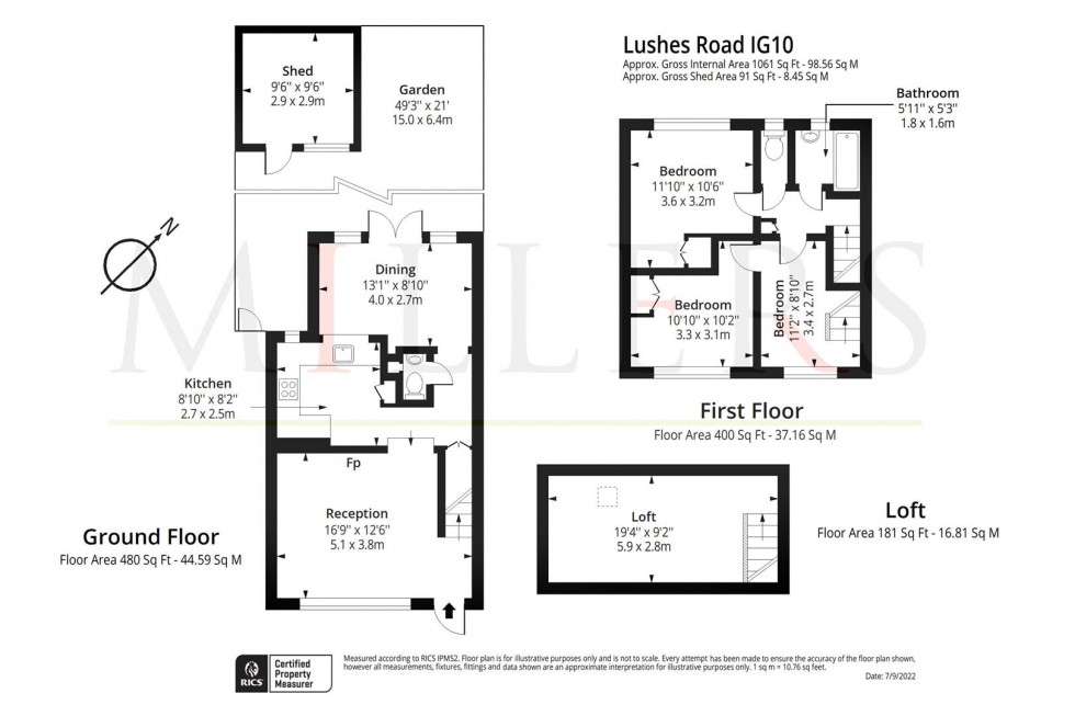 Floorplan for Lushes Road, Loughton