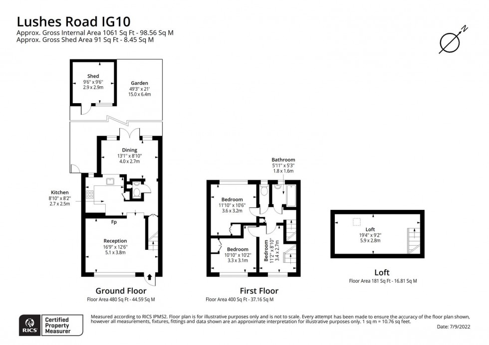 Floorplan for Lushes Road, Loughton