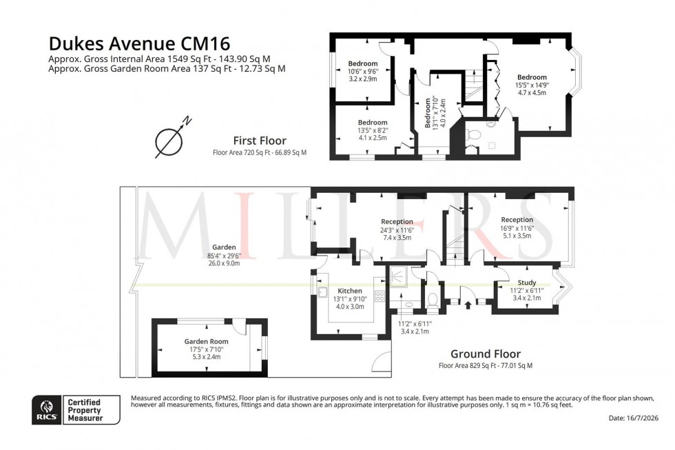 Floorplan for Dukes Avenue, Theydon Bois